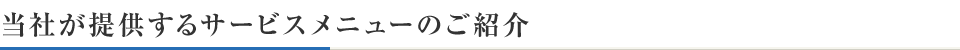 当社が提供するサービスメニューのご紹介